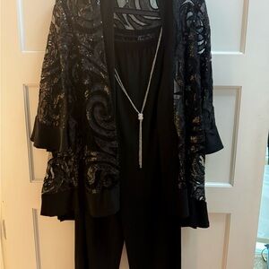 R&M Richards Black Sequin 3-Piece Set